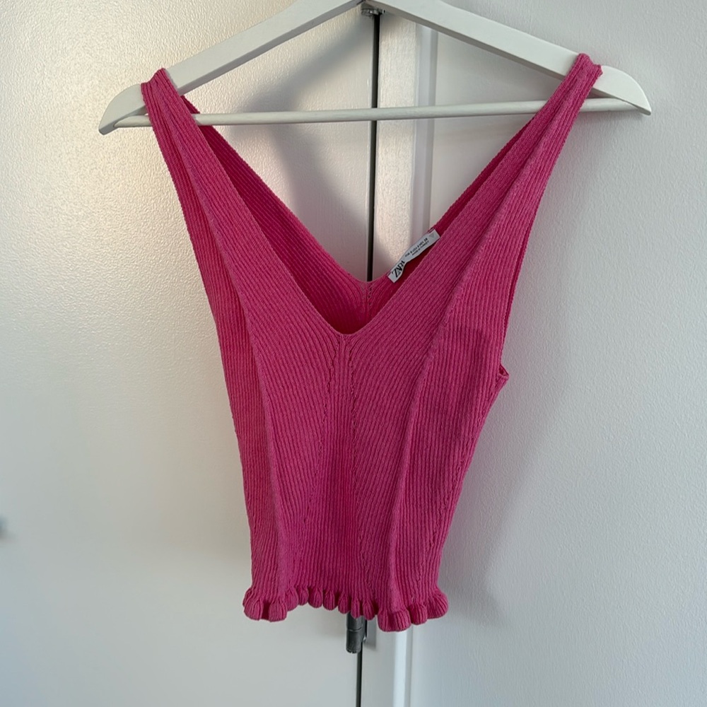 Zara pink knit tank top